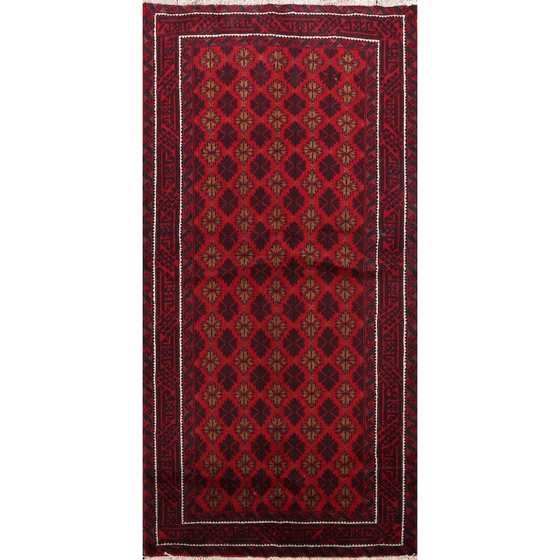Traditional Geometric Balouch Persian Area Rug Handmade Wool Carpet - 3'8" x 7'0"
