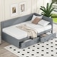 preview thumbnail 16 of 28, Twin Size Daybed with 2-Storage Drawers and Guardrail, Solid Pine Frame, No Box Spring Required, Beige Vintage Style for Bedroom Grey
