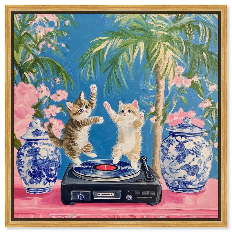 Turntable Twirlers Canvas by Art Remedy - 20" x 20" - Gold