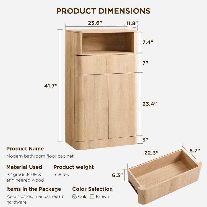 24" Modern Bathroom Storage Cabinet, Wide Cabinet For Living Room