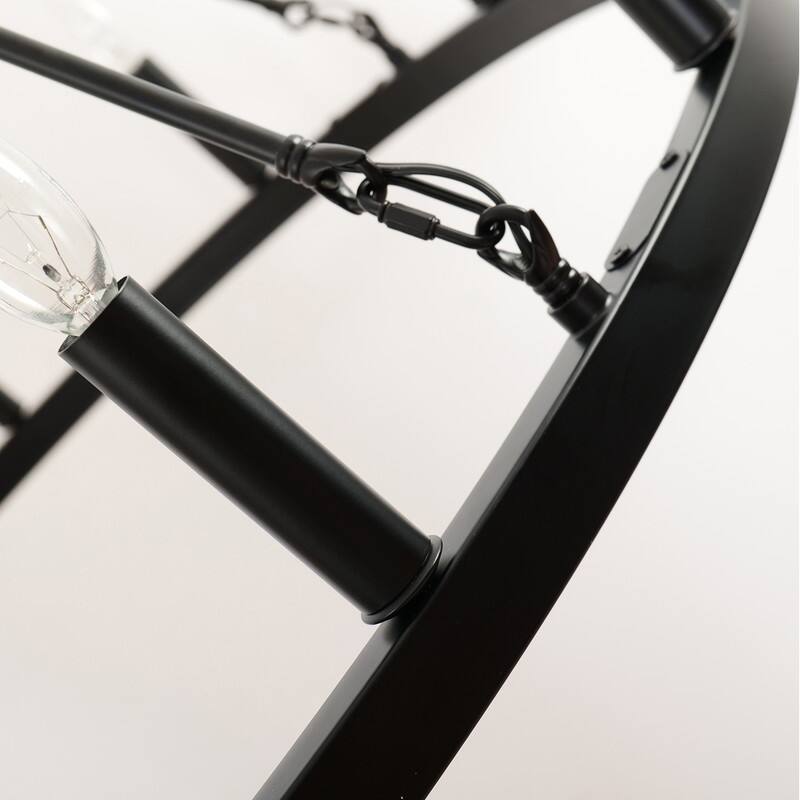 12-Light Wagon Wheel Chandelier 38" Black Farmhouse Round Chandeliers - 38inch