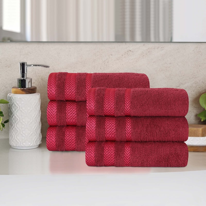 Superior Hays Cotton Soft Medium Weight Hand Towel Set of 6 - Cranberry