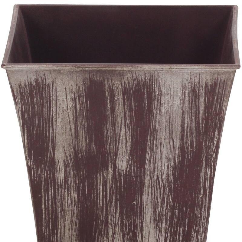 HomeRoots 7" Brown and Ivory Abstract Recycled Plastic Indoor Outdoor Square Pot Planter