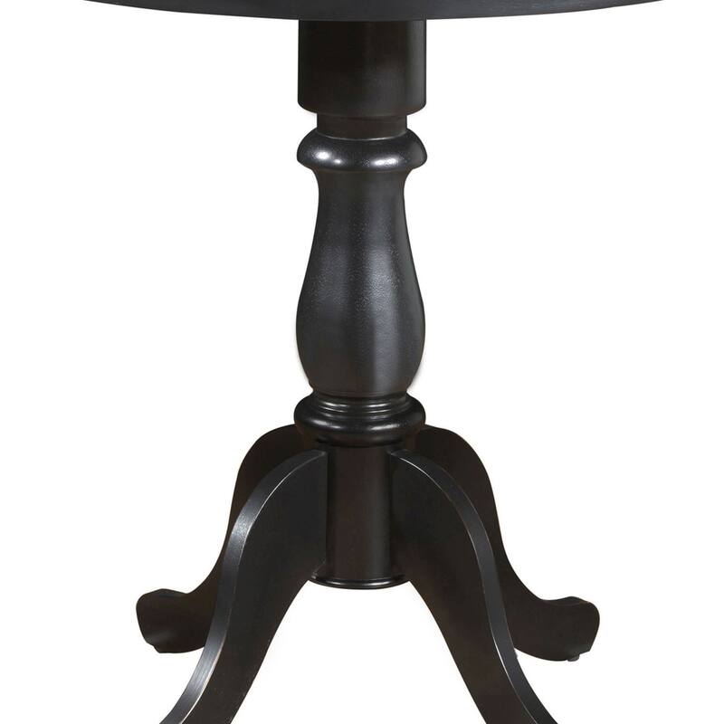 Round Top Carved Pedestal Bar Table - 36" - Black