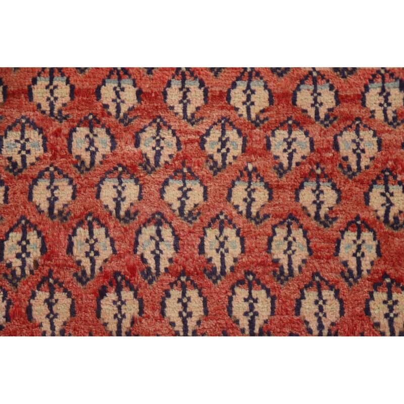 Hand Knotted Oriental 100% Wool Carpet Traditional All-Over Red Botemir Runner Rug - 10' 3'' X 3' 6''
