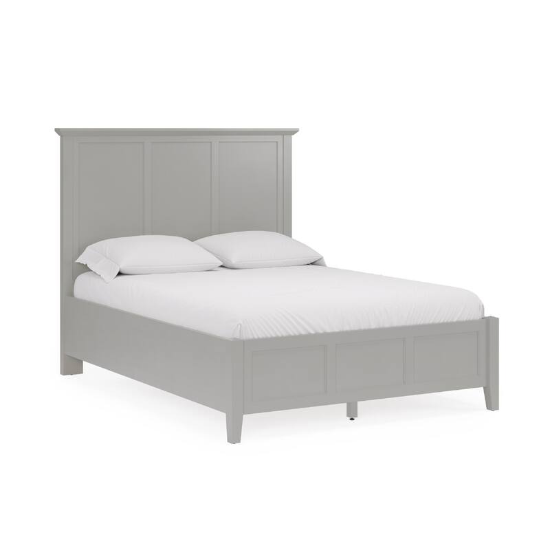 Fritz California King Bed, Three Panel Design, Beveled Top, Gray Solid Wood
