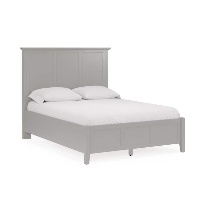 Fritz King Size Bed, Three Panel Design, Beveled Top, Gray Solid Wood
