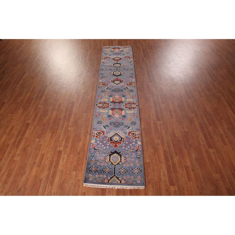 All-Over Kazak Oriental Runner Rug Handmade Traditional Wool Carpet - 2'7"x 11'9"