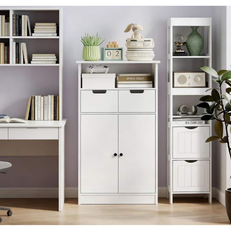 55.6" Tall Bathroom Narrow Floor Storage Cabinet