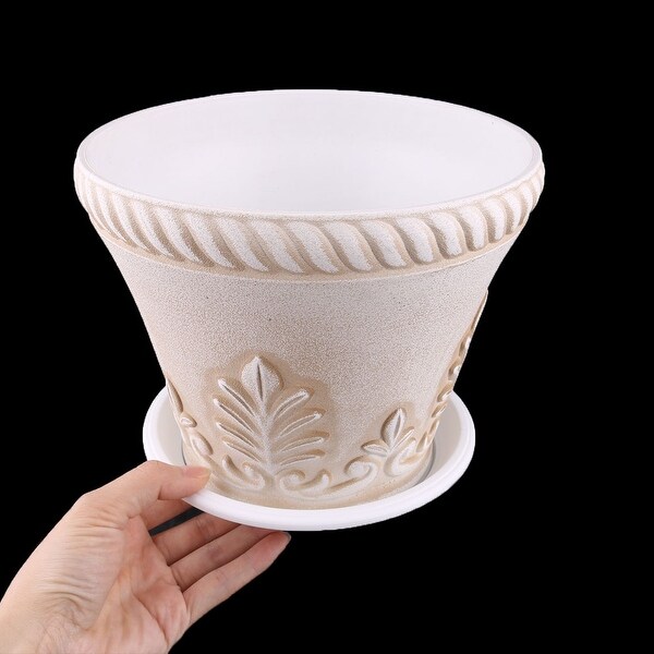 PACK OF 4 ROUND PLASTIC PLANT POT QUALITY 10CM COLOUR GARDEN //INDOOR POTS GREEN