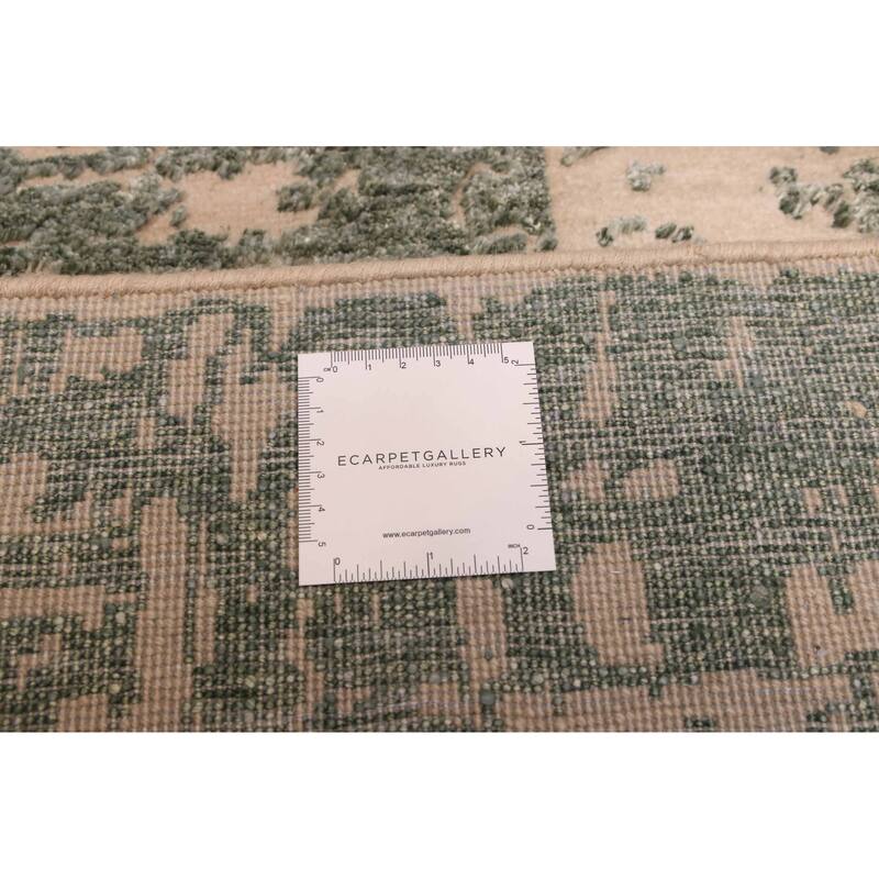 ECARPETGALLERY Hand-knotted Legacy Dark Green Silk, Wool Rug - 2'6 x 12'1
