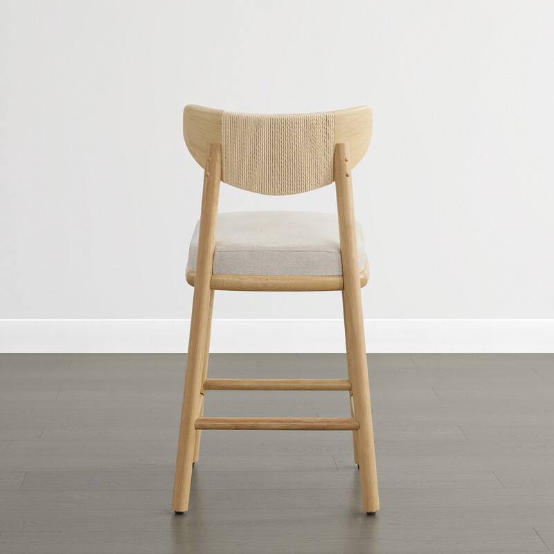 Spruce & Spring Boho Woven Bar Stool with Curved Back