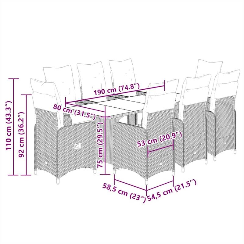 vidaXL Bistro Set Grey - 21.5 x 23.0 x 36.2