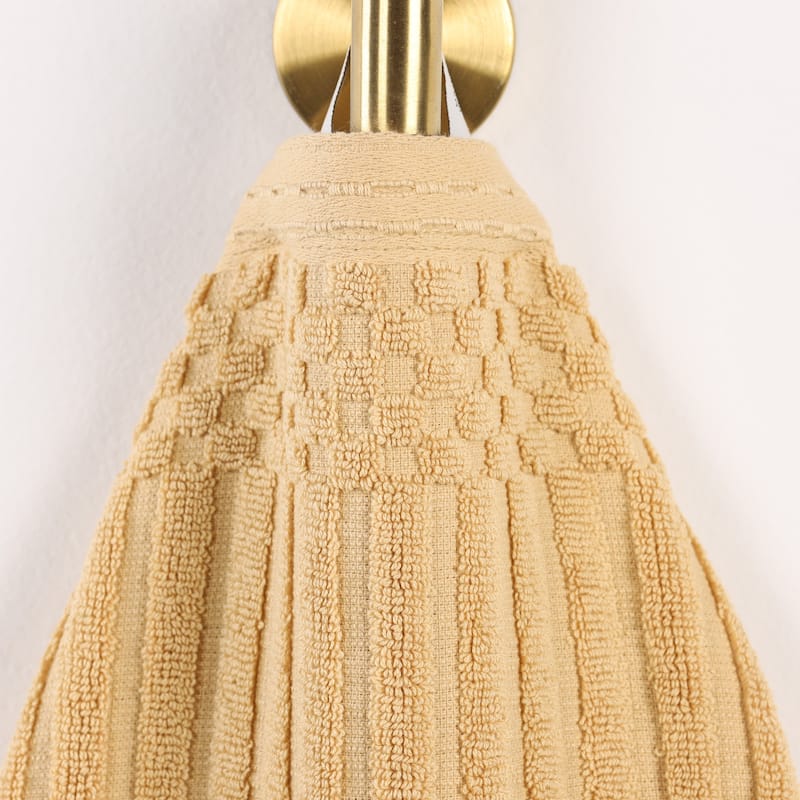 Blue Nile Mills Modern Ribbed 100% Cotton Quick-Dry 3-Piece Towel Set - Gold