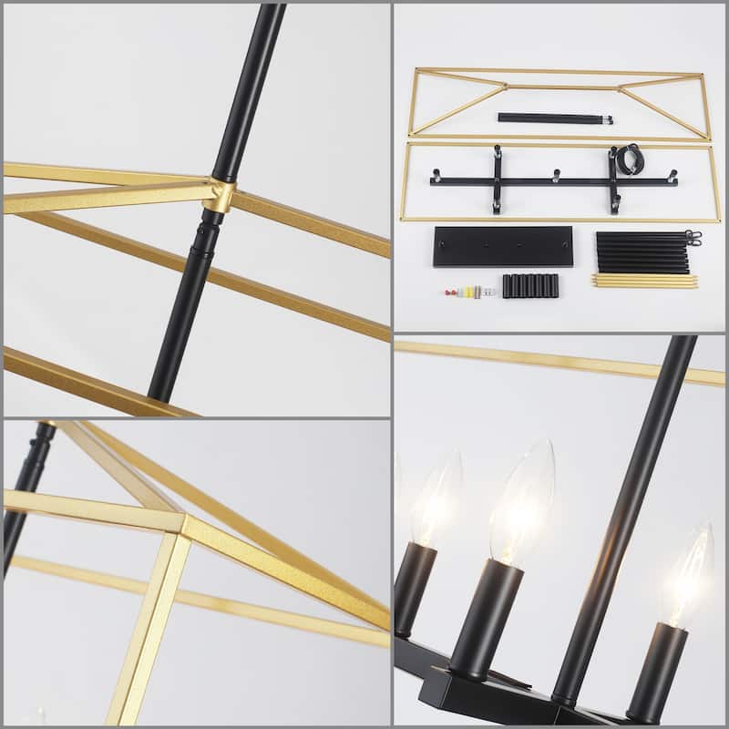 37.79" Wide 7-Light Traditional Farmhouse Rectangle Chandelier, Semi Flush Mount Chandelier, Kitchen Island Chandelier