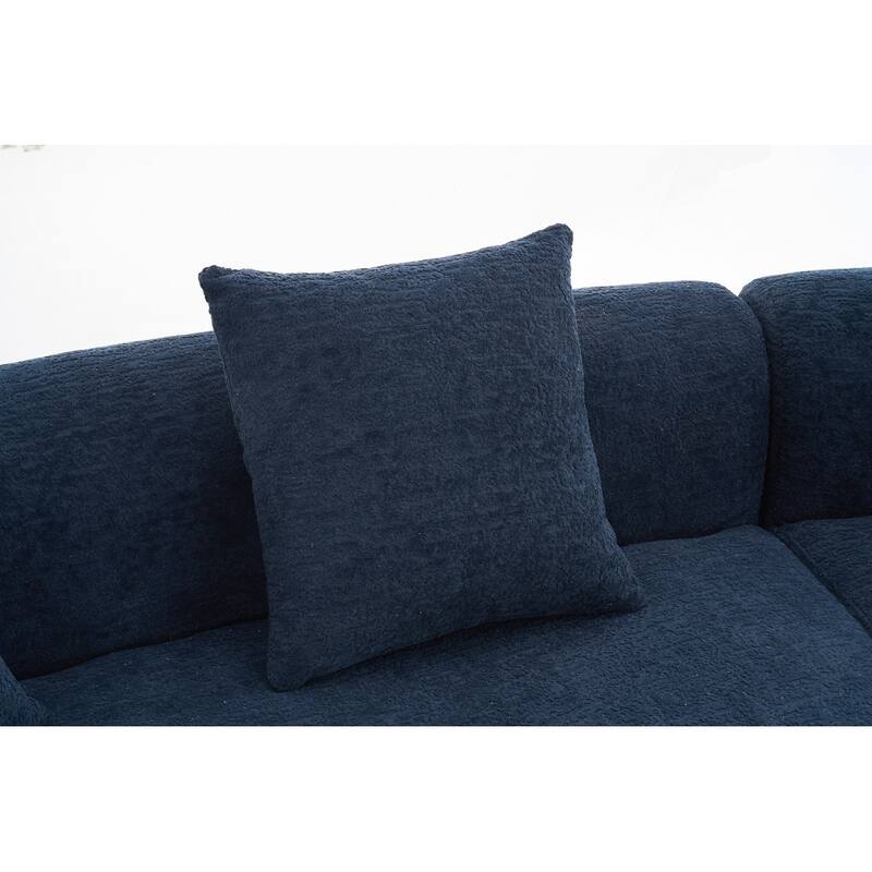 Curved Loveseat White Full Compression Sponge Sofa