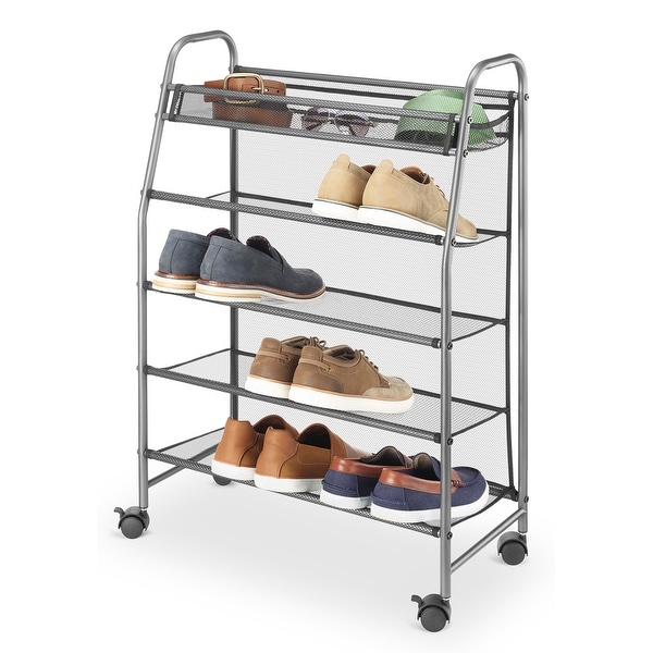 https://ak1.ostkcdn.com/images/products/is/images/direct/cf649bbabf9f721ebe340996711fc802f5c5caec/Whitmor-12-Pair-Rolling-Shoe-Rack-with-Top-Tray---Gray.jpg