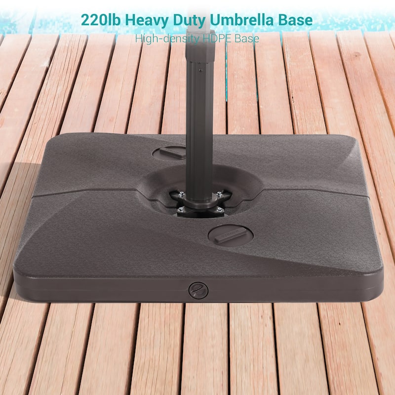 BONOSUKI 11.5x9FT LED Cantilever Patio Umbrella 360 Rotation w/Base