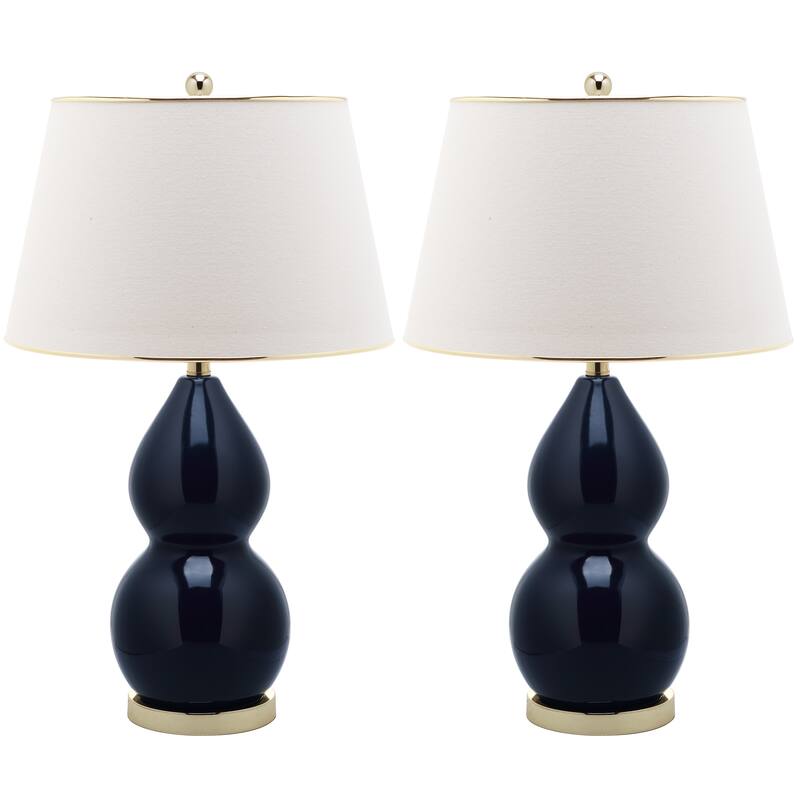 SAFAVIEH Lighting 26-inch Zoey Double Gourd Navy Table Lamp (Set of 2) - 16"x16"x26.5"