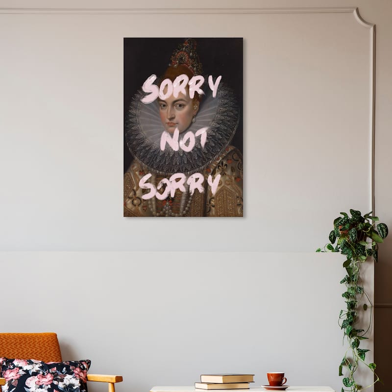 Wynwood Studio Canvas Fashion and Glam Sorry Not Sorry Pink and Light Pink Shabby Chic Wall Art Canvas Print - 30 x 20