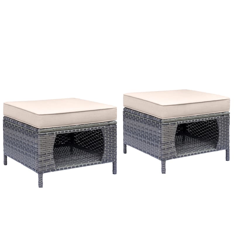 Outdoor Patio Furniture Set-Wicker Patio Conversation Swivel Chair Set