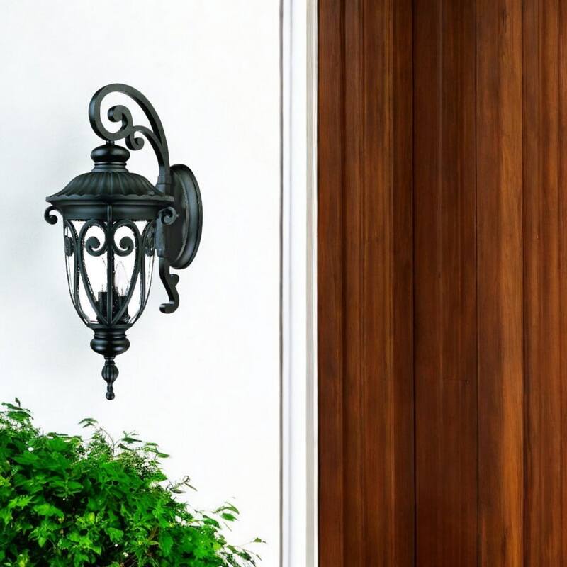 Glass Flush Wall Mount Light with 3 LED Bulbs and Seeded Shade - 14” x 11.25” x 27.5” (D x W x H)
