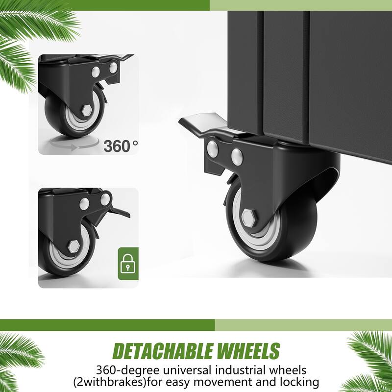 Outdoor Planters Metal Planter Box with Trellis with Wheels(Set of 2)