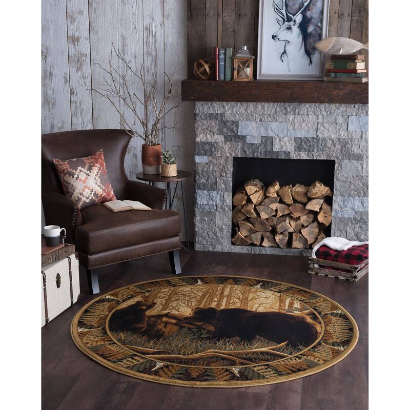 Natural Lodge Novelty Graphic Indoor Area Rug