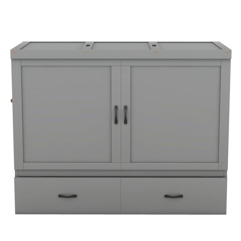 Murphy Bed with USB Port and a Large Drawer,Queen/Full Size
