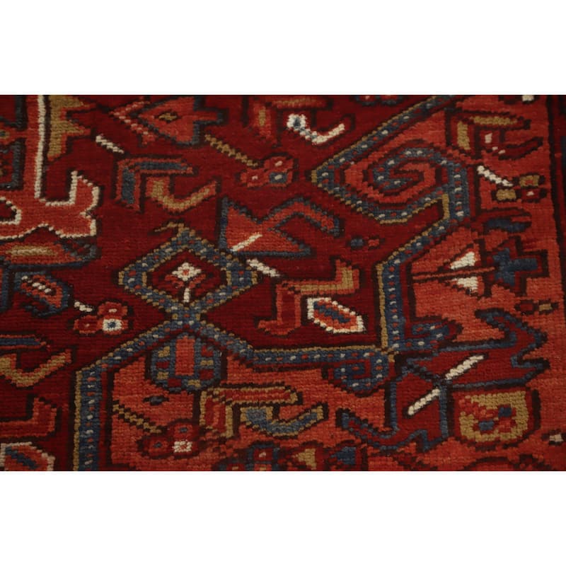 Hand Knotted Oriental 100% Wool Carpet Traditional Medallion Oranges & Rust Heriz Area Rug - 9' 8'' X 8' 0''