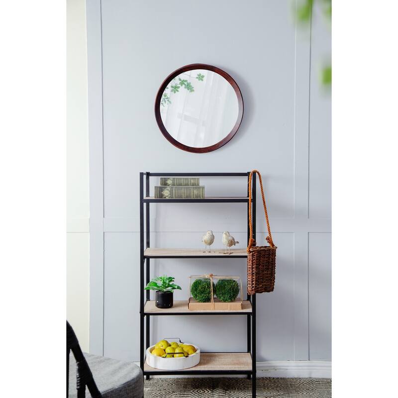 1.5" Transitional Decor Style Mango Wood Wall Mirror Wall Decor