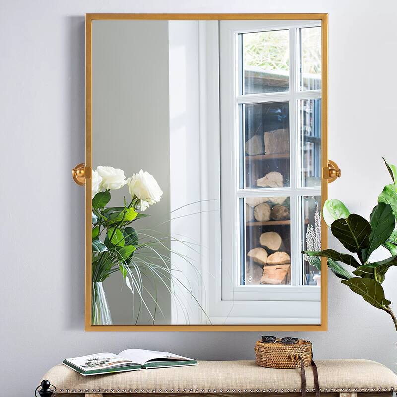Iron Metal Frame Rectangular Windowpane Wall Mirror Farmhouse Rustic Elegant Decor for Living Room Bedroom Bathroom Entryway