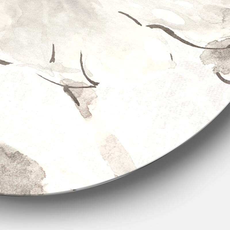 Porch & Den Indigold Grey Peonies II' Metal Circle Wall Art