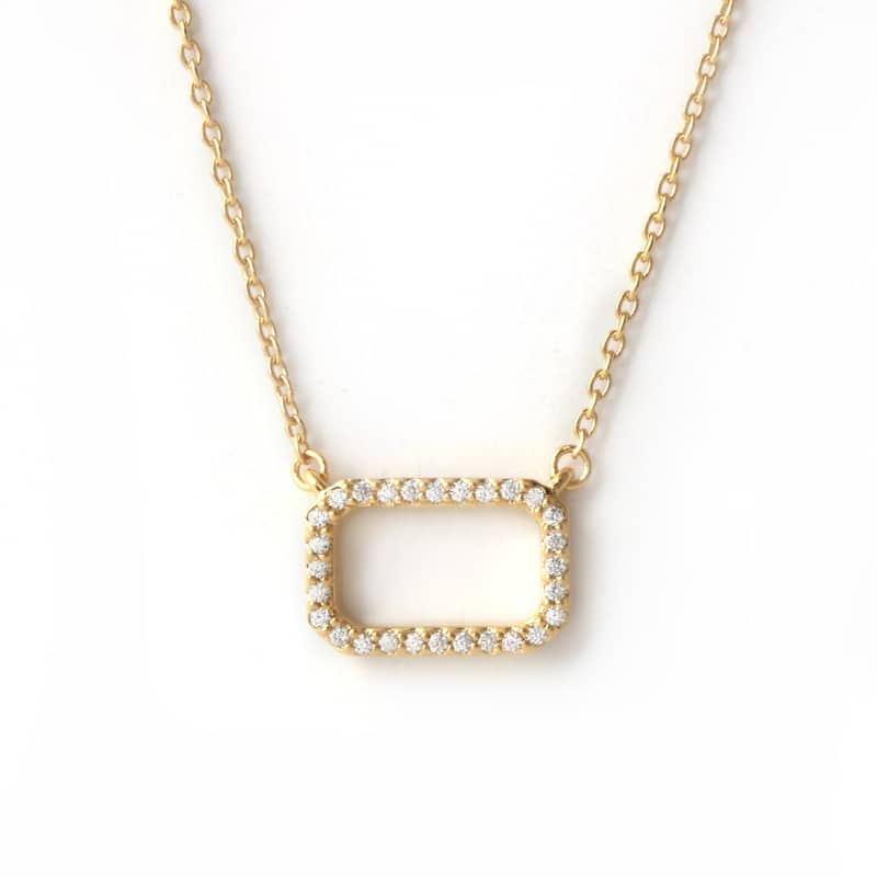 1/10ct Diamond Geometric Pendant Necklace in Silver for Women