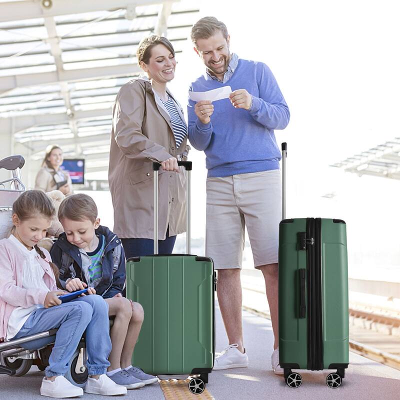 Hardshell Luggage 3 Piece Set with Side Handles, Spinner Wheels and Corner Protectors, for Boarding Travel