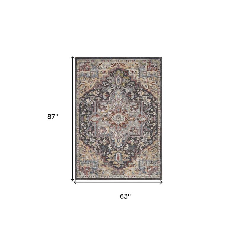 Hotef Power Loomed Distressed Floral Stain Resistant Area Rug By HomeRoots - 87' X '63' X '0.5