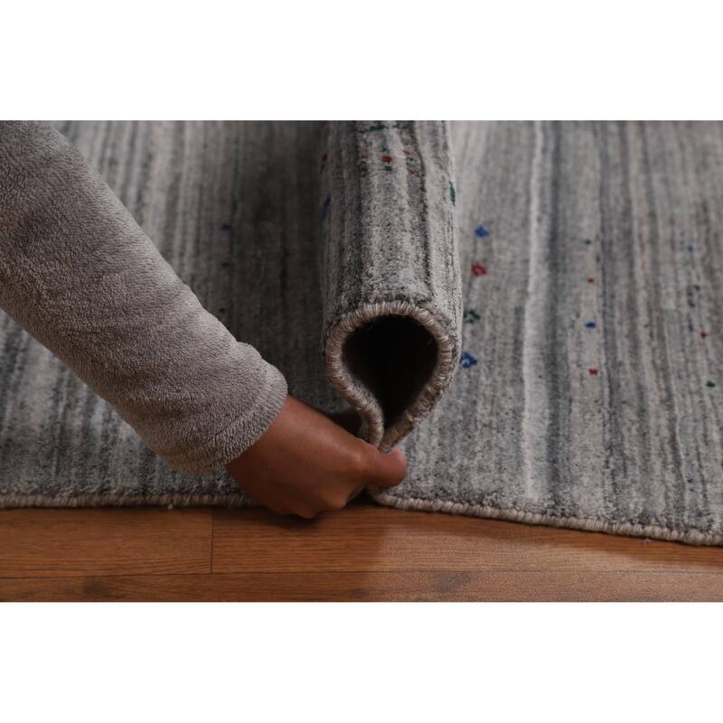 Gabbeh Oriental Area Rug Hand-Knotted Tribal Silk Carpet - 9'5" x 11'10"