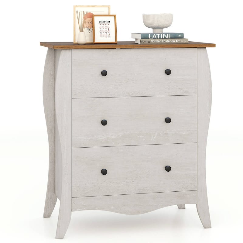 1/2 pcs Storage Cabinet 30" Floor Cabinet w/3 Foldable Fabric Drawers - Grey - 3-drawer