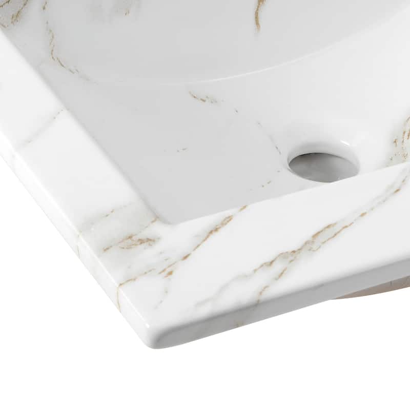 Aubert 3-Hole Classic Contemporary Rectangular Ceramic Single Sink Basin Vanity Top, by JONATHAN Y