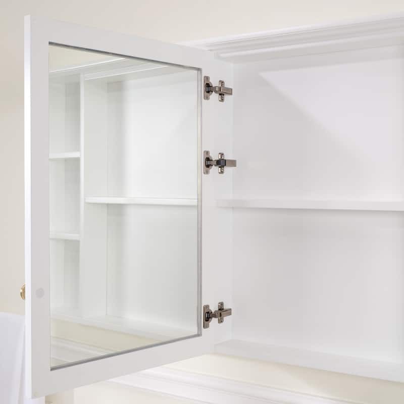 Modern Surface Mount Solid Wood Framed Medicine Cabinet With Mirror and Shelves