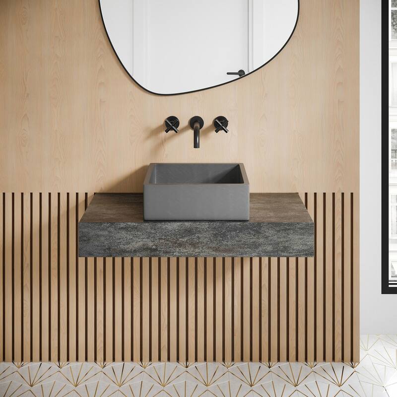 Swiss Madison SM-VSC101 Lisse 15-3/16" Square Concrete Vessel Bathroom