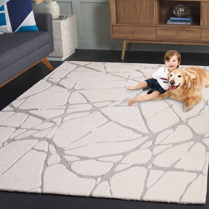 SAFAVIEH Handmade Rodeo Amaya Mid-Century Modern Wool Rug - 8' x 10' - Ivory/Grey
