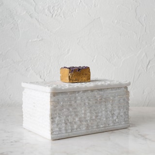 Artistic Weavers Leica Amethyst Handle Stone Box - 6" x 4" x 3"