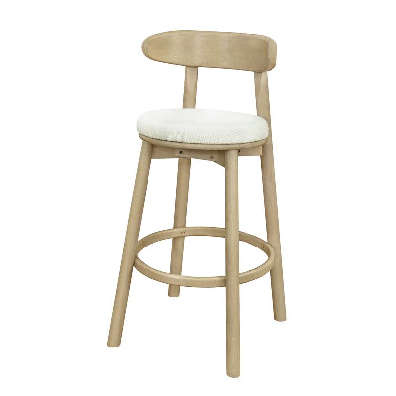 Christopher Knight Home - Ashley Contemporary Upholstered Round Cushion Bar Stools with Rubberwood Frame, Set of 2