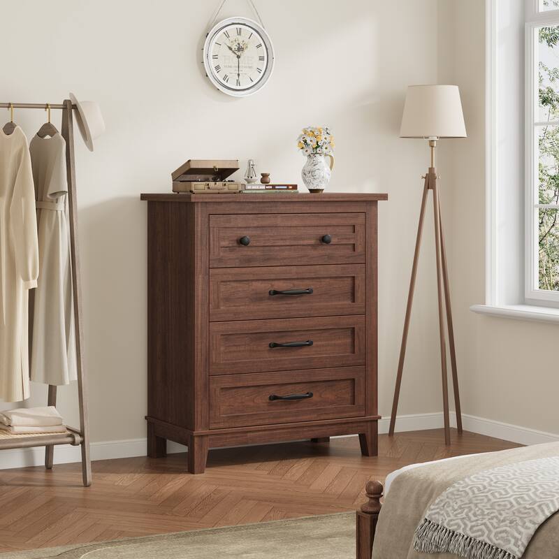 4 Dresser for Bedroom, 34.8" Tall Wooden Freestanding Chest of Drawers