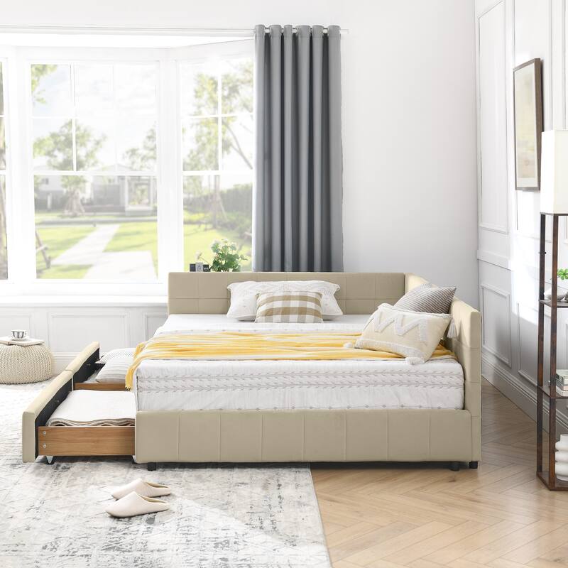 Full Size Storage Upholstered Tufted Bed Frame, Sofa Bed Frame With Comfortable Backrest And Armrests