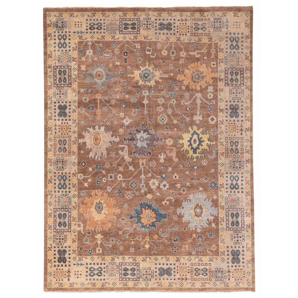 ECARPETGALLERY Hand-knotted Modern Oushak Brown Wool Rug - 9'0 x 12'0