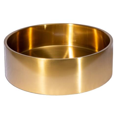Round 15.75-in Stainless Steel Sink with Rim in Gold with Drain