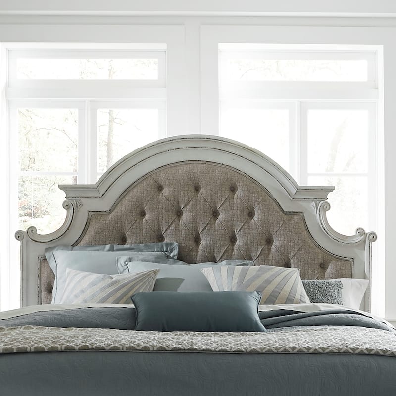 Magnolia Manor Queen Upholstered Panel Bed Headboard - 2 Finish Options - Antique White