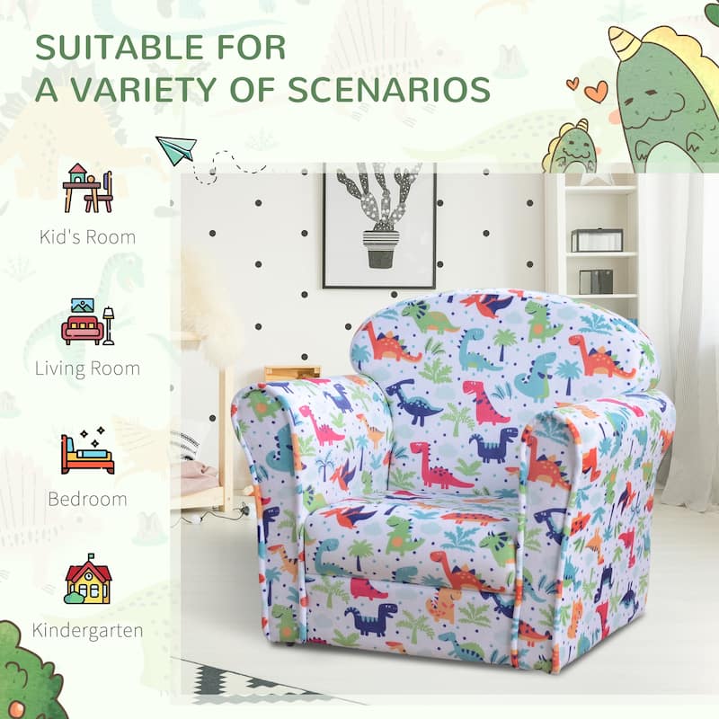 Qaba Kid's Sofa Armchair with Dinosaur Design and Thick Padding